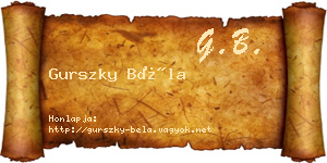 Gurszky Béla névjegykártya