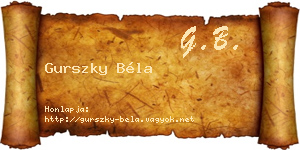 Gurszky Béla névjegykártya